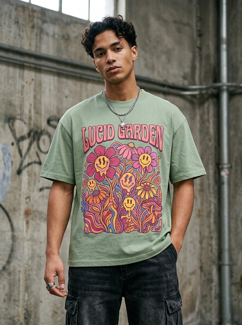 Lucid Garden Oversized T-Shirt - Worn by model