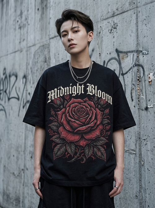 Midnight Bloom Oversized T-Shirt - Worn by model